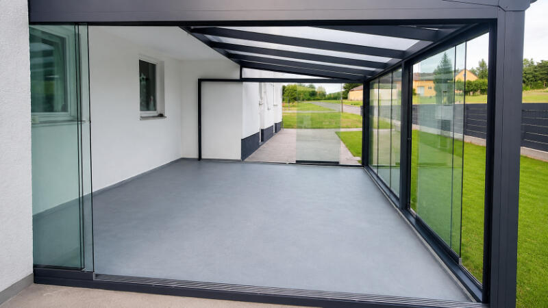 Mobile Trennwände Moderne gläserne Veranda mit Gartenblick